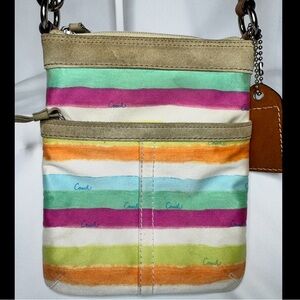 COACH Hampton Multicolor Watercolor Stripe Swingpack Crossbody Bag. 10718